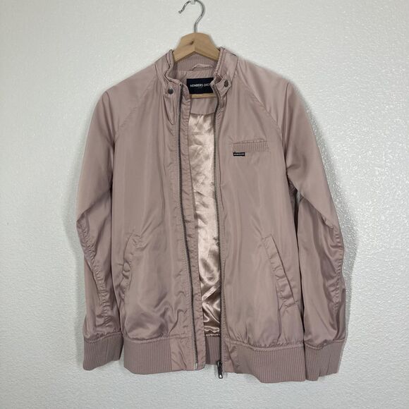 Members Only Jacket Mens Small Pink Iconic Racer Bomber Zip Pocket Polyester - Picture 14 of 16